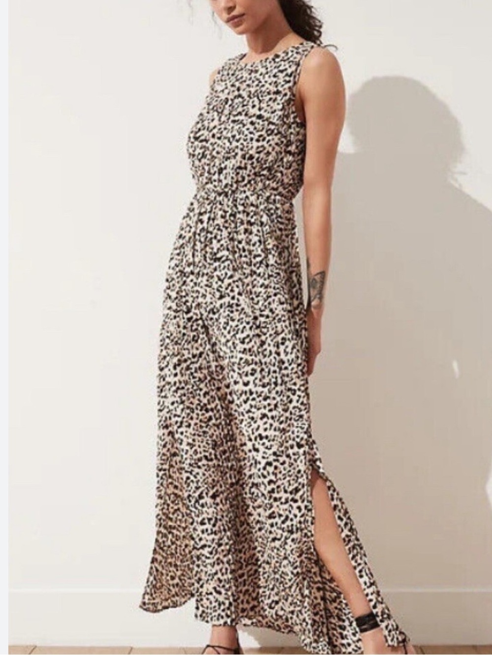 Banana Republic Leopard Pleated Sleeveless Maxi Dress Size Small